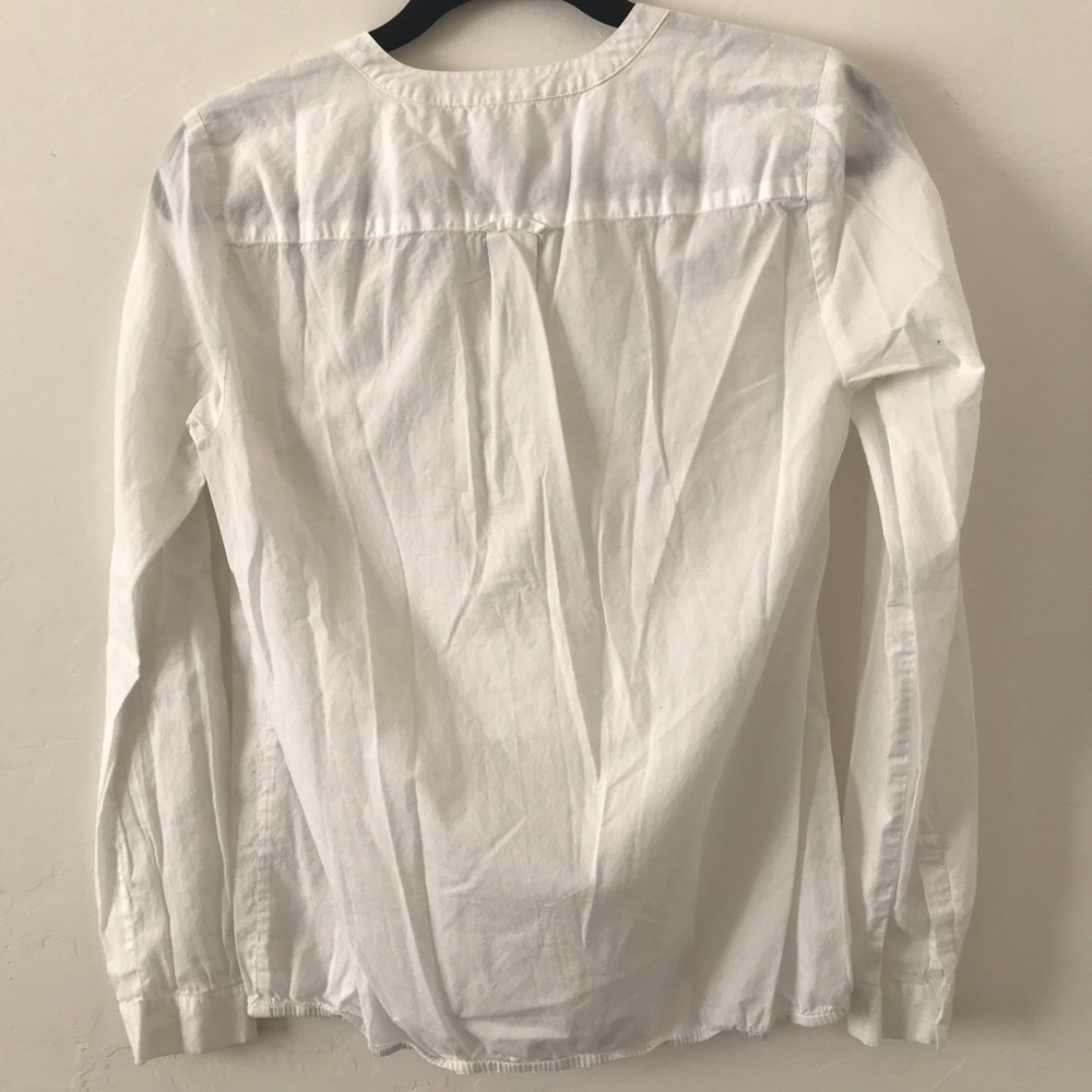 LOFT Sheer Ruffled Neck White Top - Picture 2 of 6